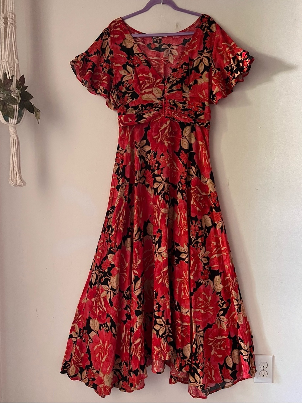 Anthropologie Abel The Label Vivid Dreams Boho Bright Floral Maxi Dress Sz M - Picture 2 of 14